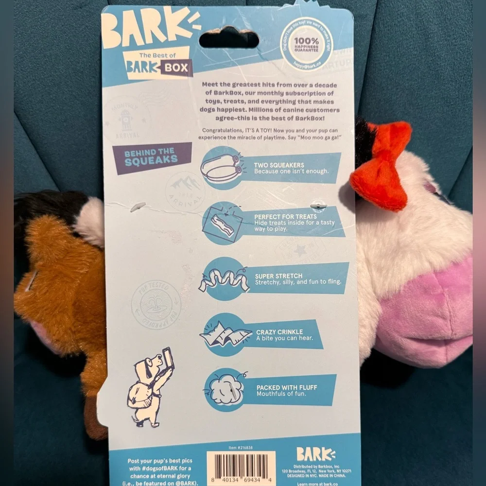 Bark Box 'Bertha the Cow' Dog Toy |‎ Extra Large | NWT